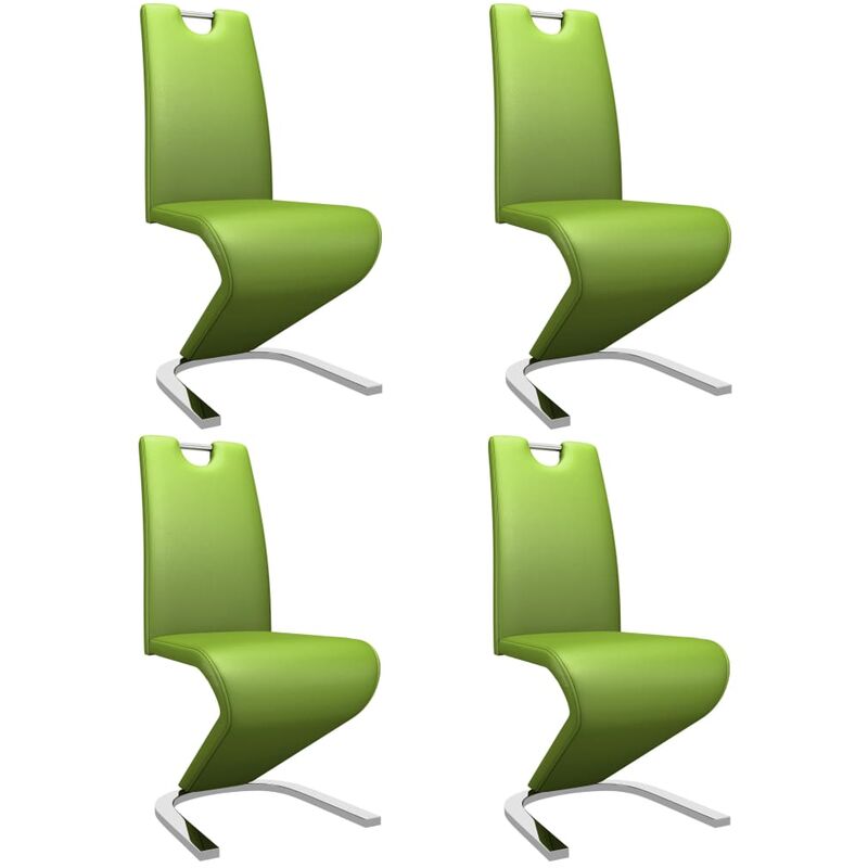 

vidaXL Sillas de Comedor Forma de Zigzag 4 Unidades Cuero Sintético Verde - Verde