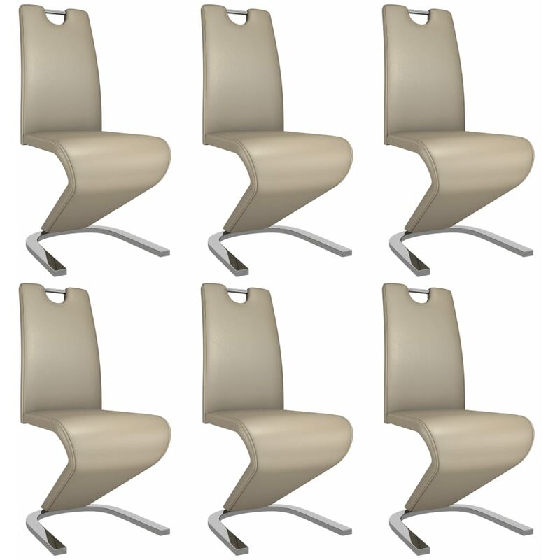 

vidaXL Sillas de Comedor Forma de Zigzag 6 Unidades Cuero Sintético Capuchino - Beige