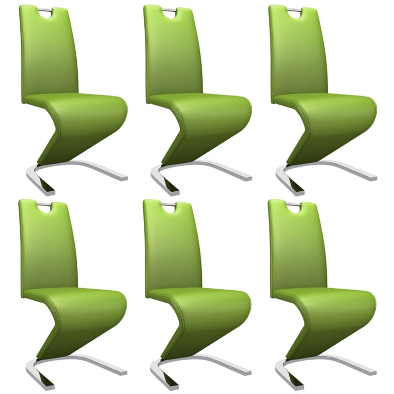 

vidaXL Sillas de Comedor Forma de Zigzag 6 Unidades Cuero Sintético Verde - Verde