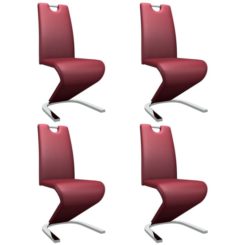 

Sillas de Comedor Forma de Zigzag 4 Unidades Cuero Sintético Vino Tinto - Rojo - Vidaxl