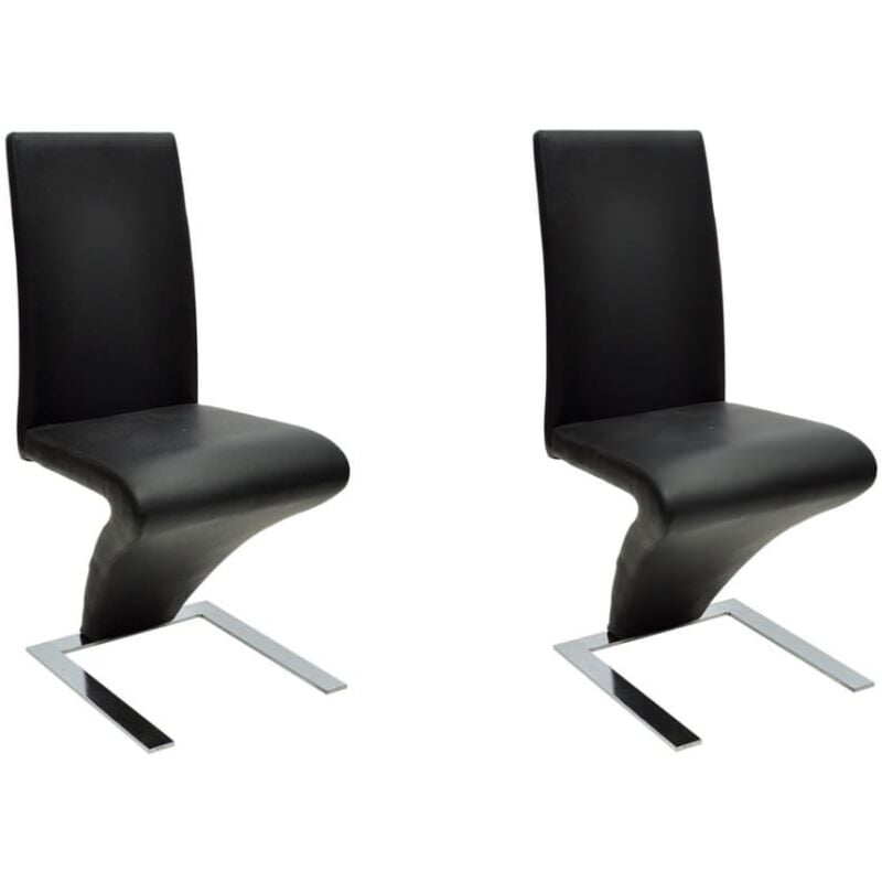 

vidaXL Sillas de Comedor Forma de Zigzag Cuero Sintético 2 Unidades Negro - Negro