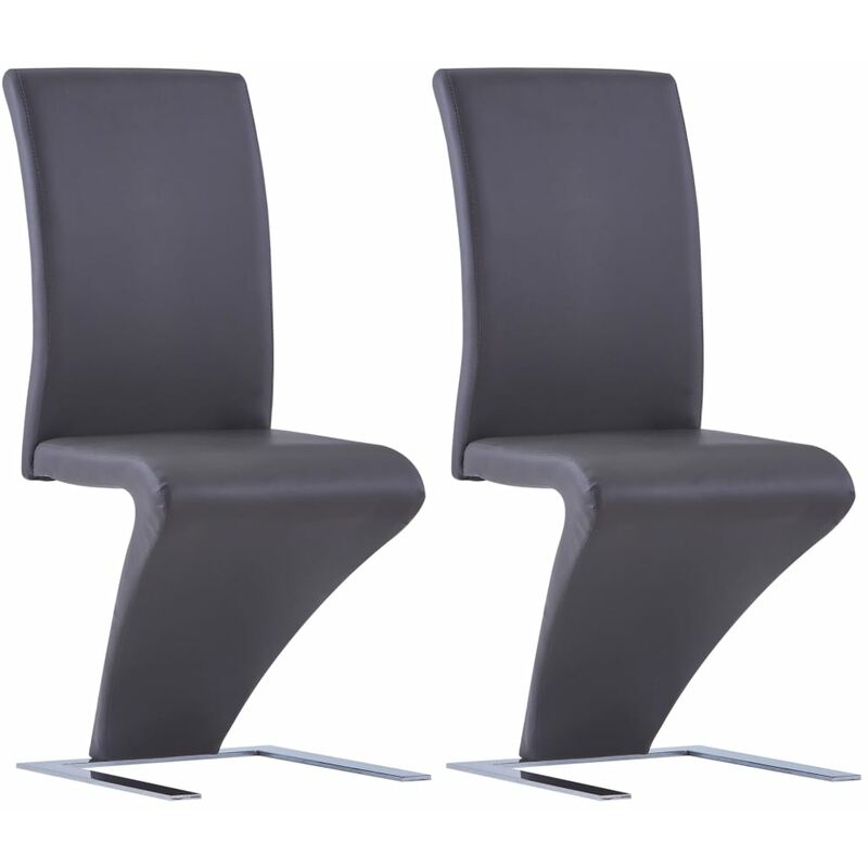 

Happyshopping - Sillas de comedor forma de zigzag 2 uds cuero sintetico gris