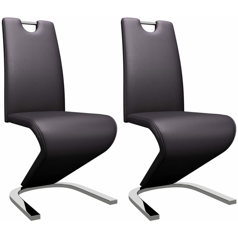 

Sillas de comedor forma de zigzag 2 uds cuero sintético marrón