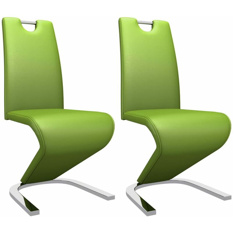 

Happyshopping - Sillas de comedor forma de zigzag 2 uds cuero sintetico verde