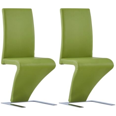 Sillas de comedor forma de zigzag 2 uds cuero sintético verde vidaXL
