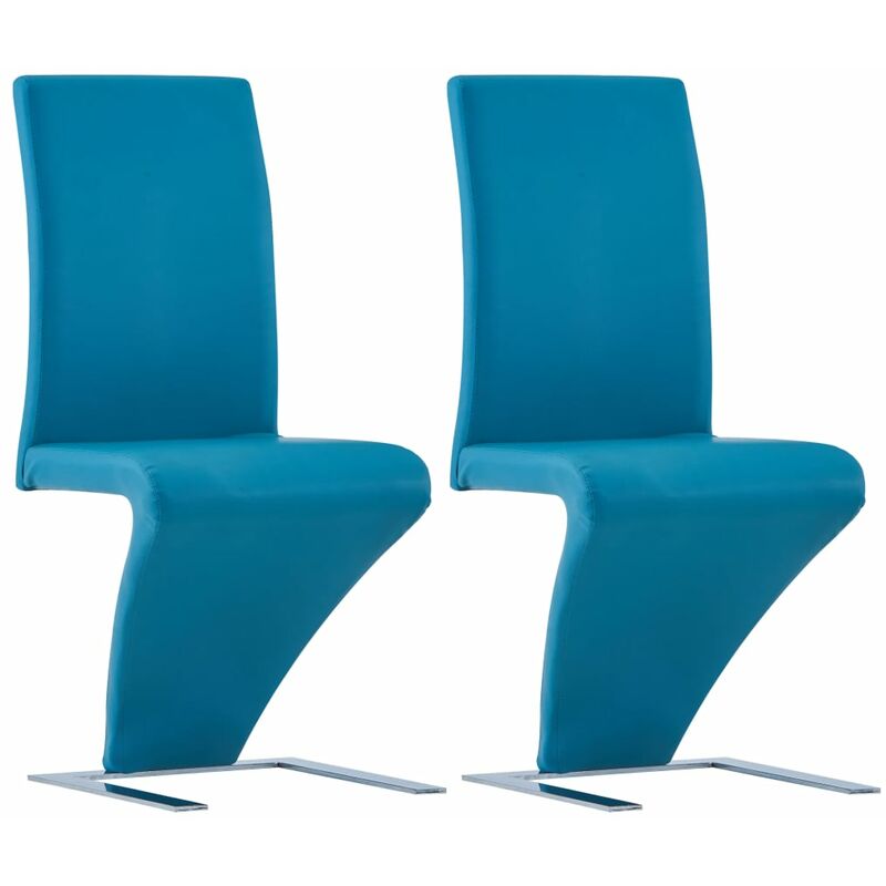 

Sillas de comedor forma de zigzag 2 uds cuero sintético azul - Azul