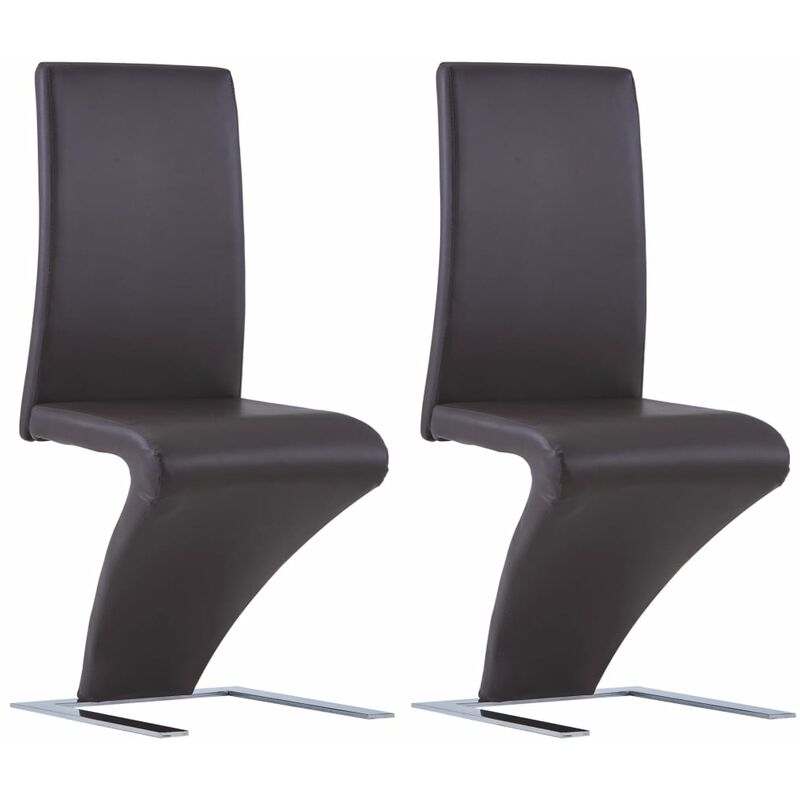 

Sillas de comedor forma de zigzag 2 uds cuero sintético marrón - Marrón
