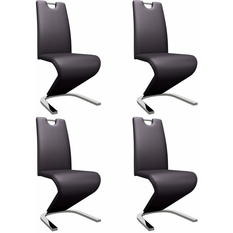 

Sillas de comedor forma de zigzag 4 uds cuero sintético marrón
