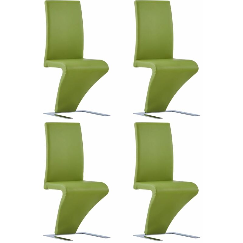 

Sillas de comedor forma de zigzag 4 uds cuero sintético verde - Verde
