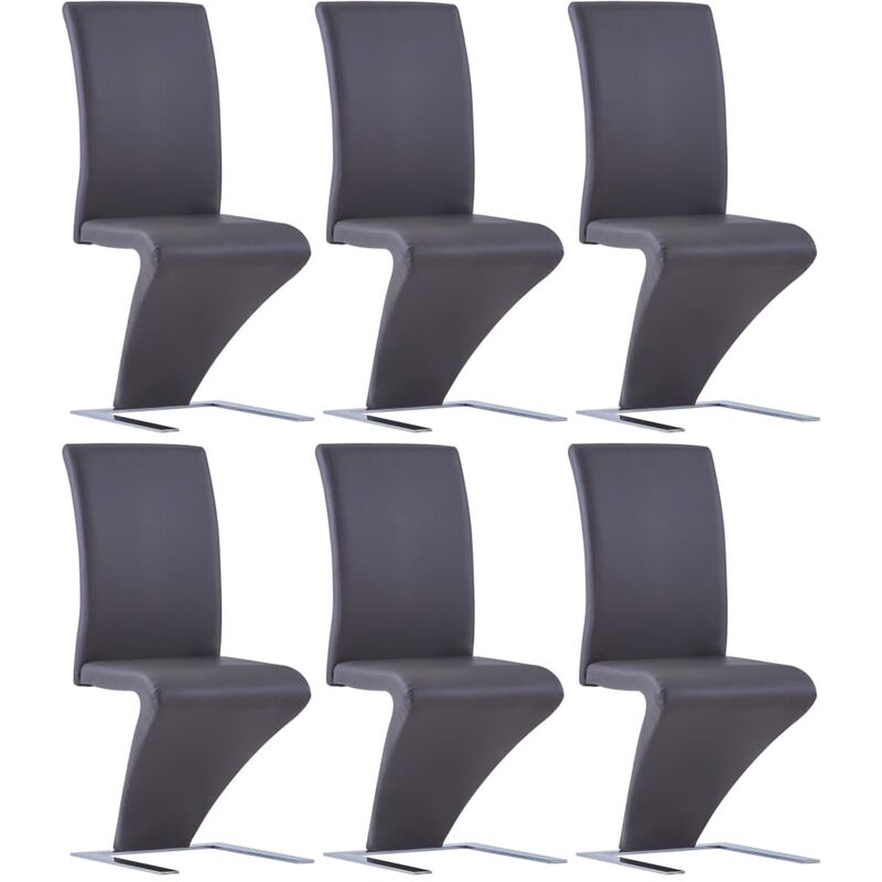 

Happyshopping - Sillas de comedor forma de zigzag 6 uds cuero sintetico gris