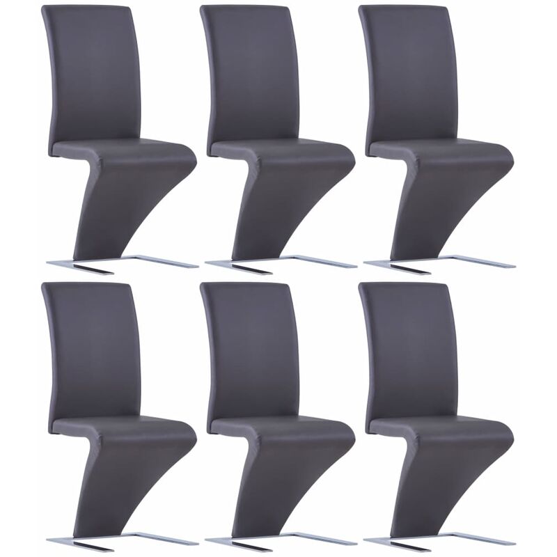 

Sillas de comedor forma de zigzag 6 uds cuero sintético gris