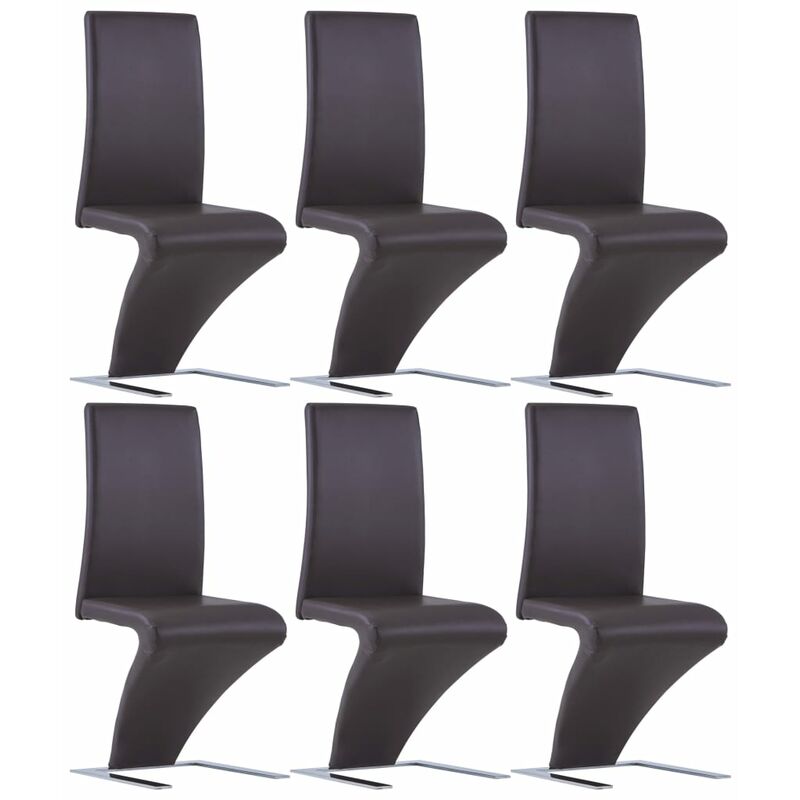 

Sillas de comedor forma de zigzag 6 uds cuero sintético marrón