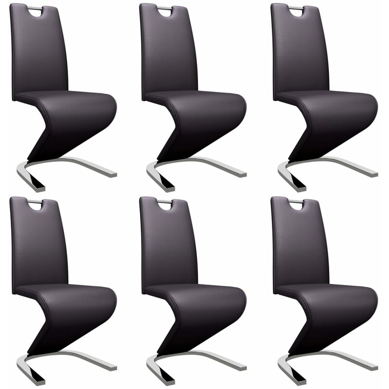 

Sillas de comedor forma de zigzag 6 uds cuero sintético marrón