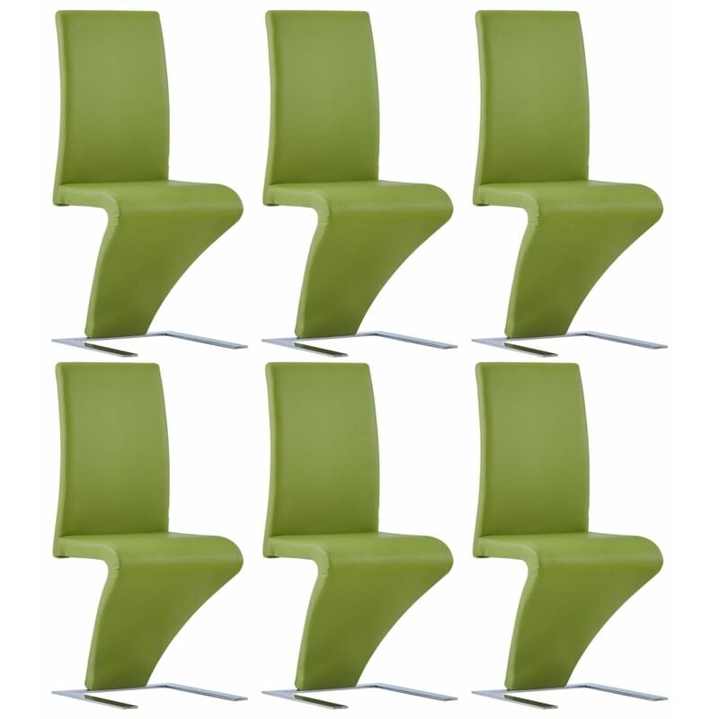 

Sillas de comedor forma de zigzag 6 uds cuero sintético verde