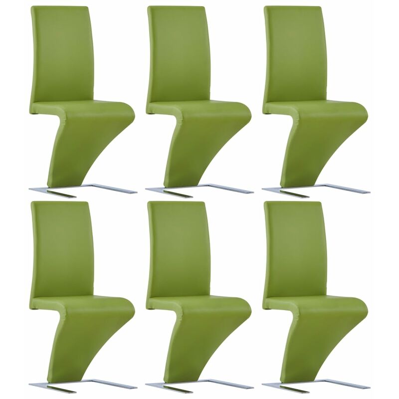 

Sillas de comedor forma de zigzag 6 uds cuero sintético verde