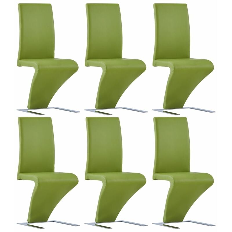 

vidaXL Sillas de Comedor Forma de Zigzag Cuero Sintético 6 Unidades Verde - Verde