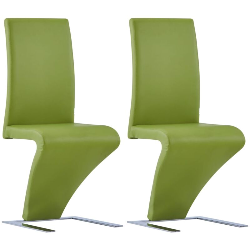 

vidaXL Sillas de Comedor Forma de Zigzag Cuero Sintético 2 Unidades Verde - Verde