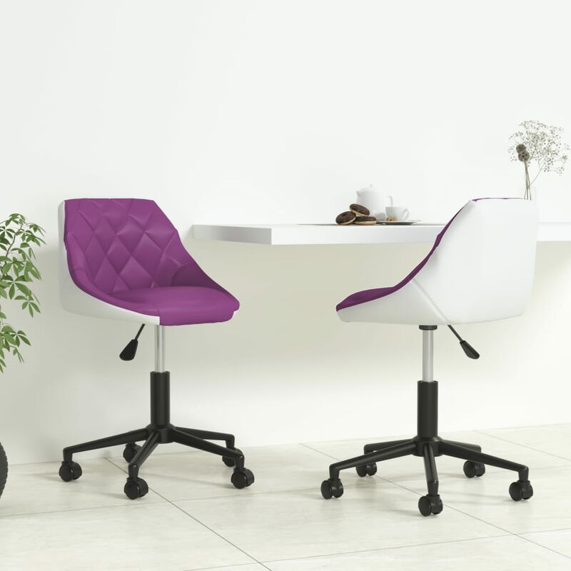 

Sillas de comedor giratoria 2 uds cuero sintético morado blanco