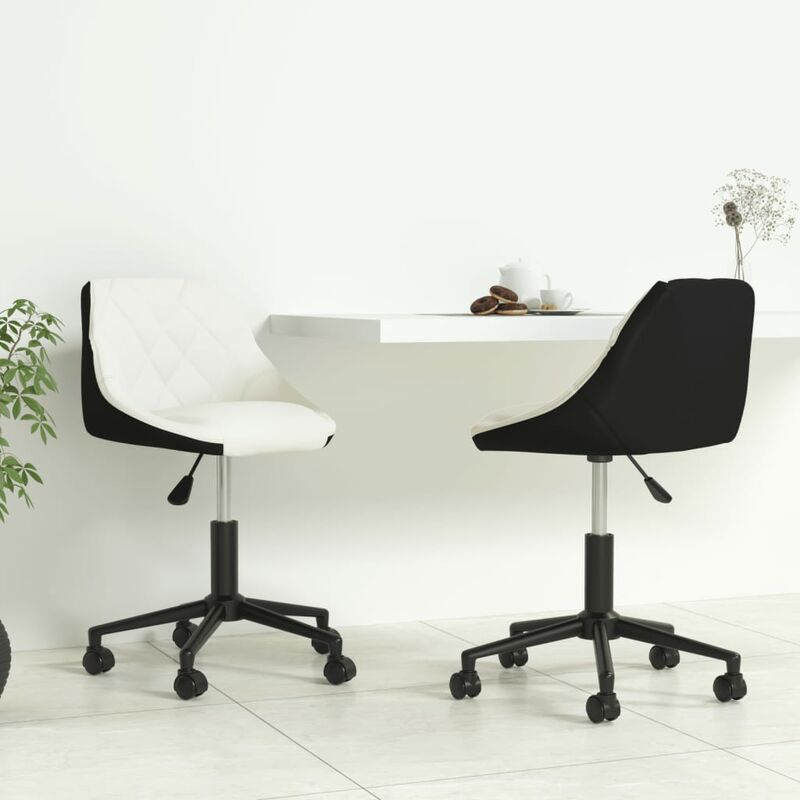 

Sillas de comedor giratorias 2 uds cuero sintético blanco negro