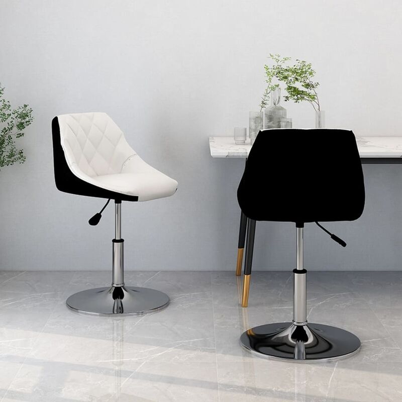 

Sillas de comedor giratorias 2 uds cuero sintético blanco negro