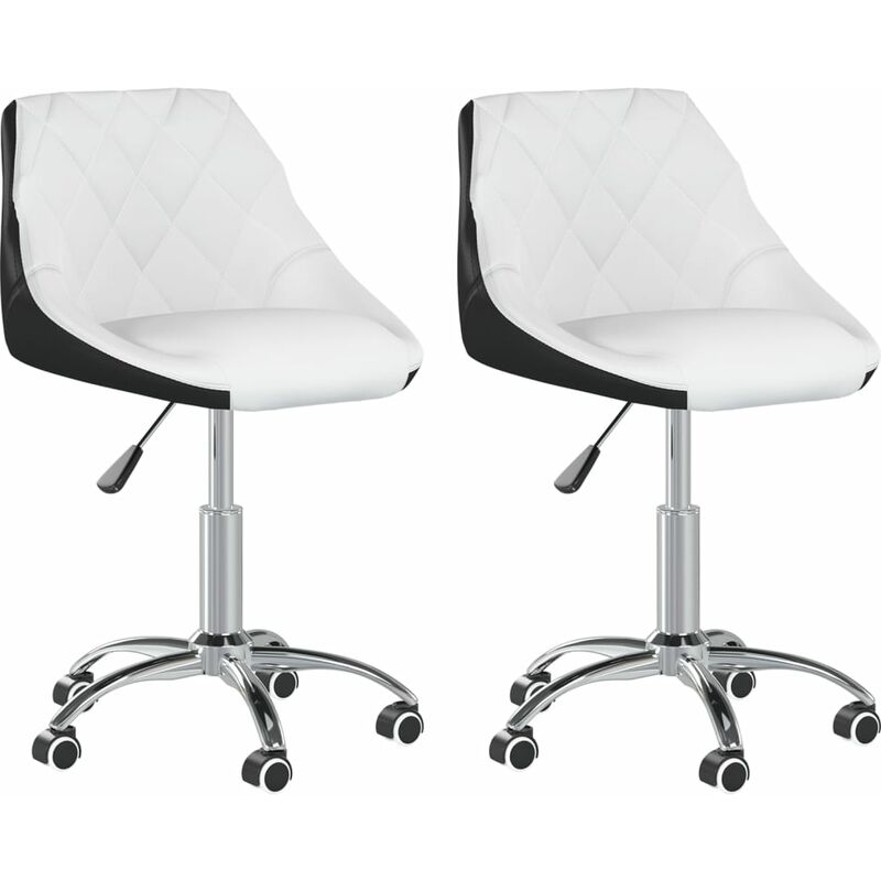

Sillas de comedor giratorias 2 uds cuero sintético blanco negro