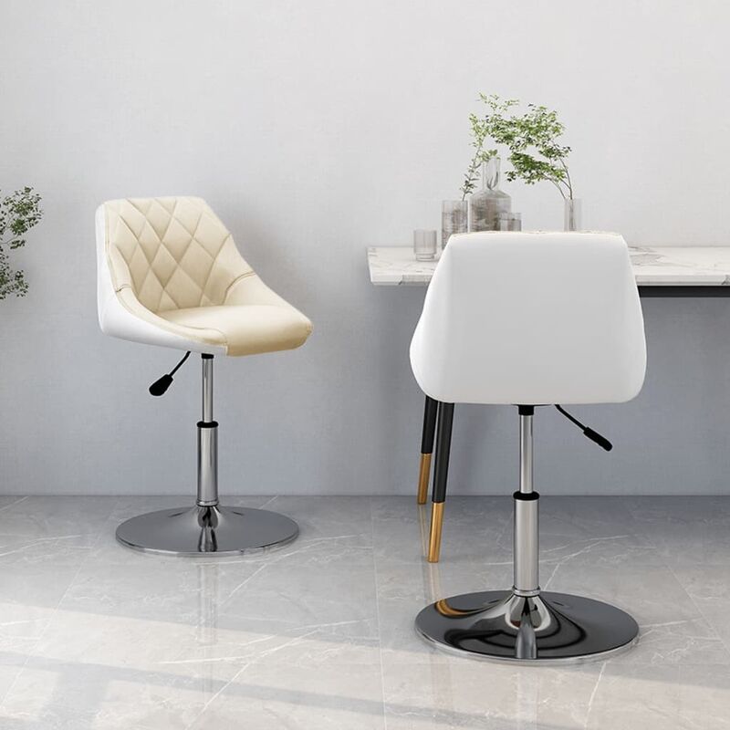 

Sillas de comedor giratorias 2 uds cuero sintético crema blanco