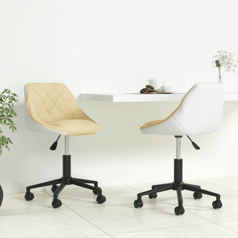

Sillas de comedor giratorias 2 uds cuero sintético crema y blanco