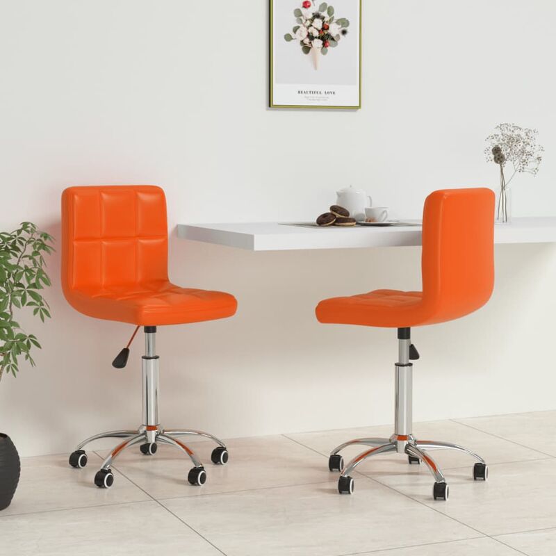 

Sillas de comedor giratorias 2 uds cuero sintético naranja
