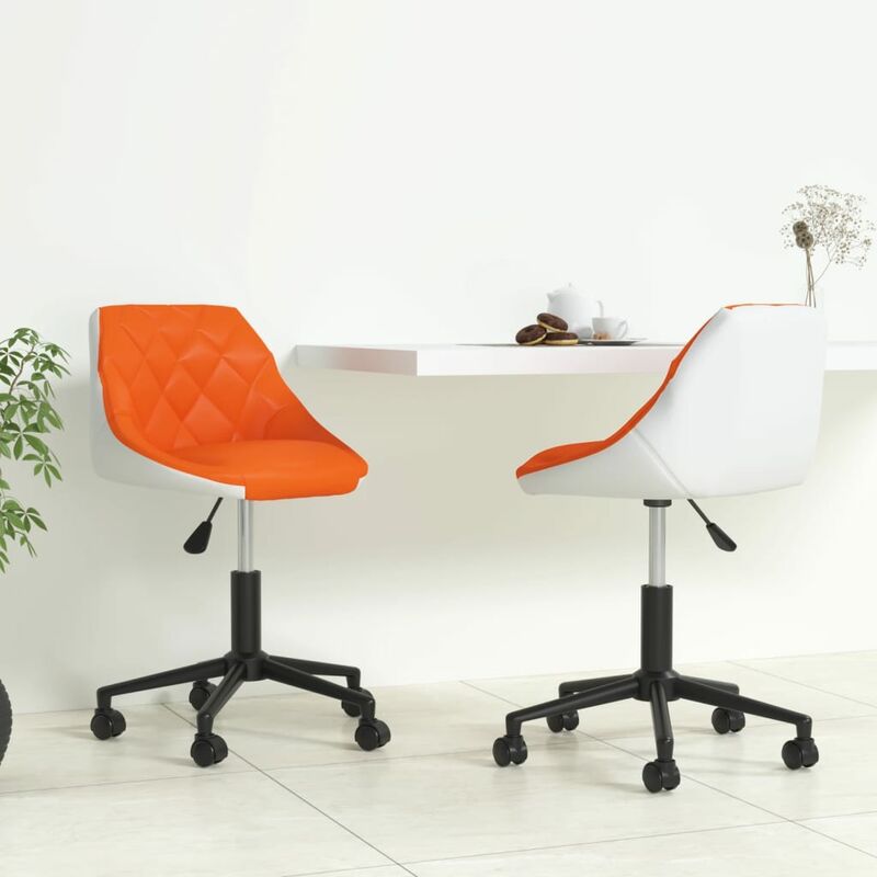 

Sillas de comedor giratorias 2 uds cuero sintético naranja y blanco