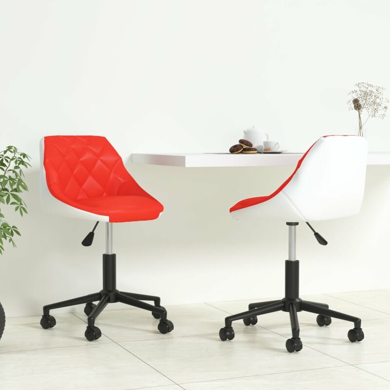 

Sillas de comedor giratorias 2 uds cuero sintético rojo y blanco