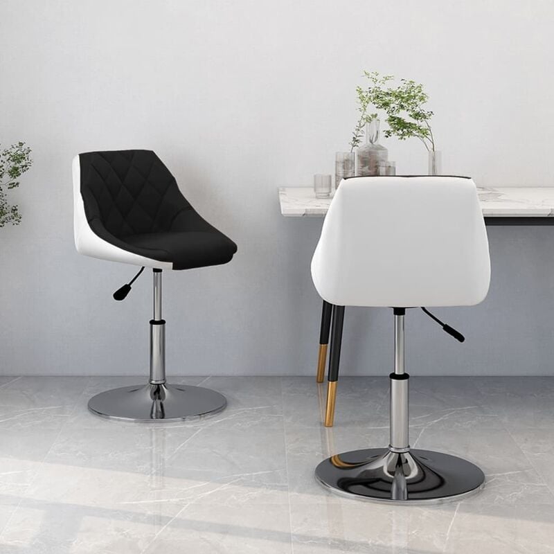 

Sillas de comedor giratorias 2 uds de cuero sintético negro y blanco