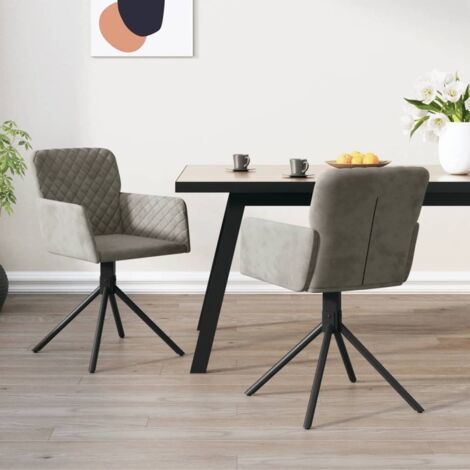 Sillas de comedor giratorias 2 uds de terciopelo gris claro vidaXL