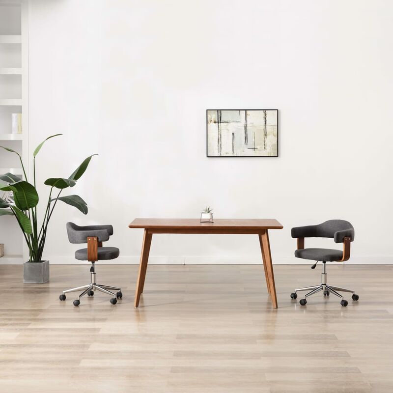 

Sillas de comedor giratorias 2 uds madera curvada y tela gris