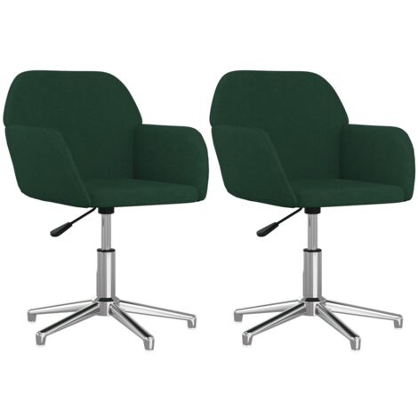 Sillas de comedor giratorias 2 uds tela verde oscuro vidaXL