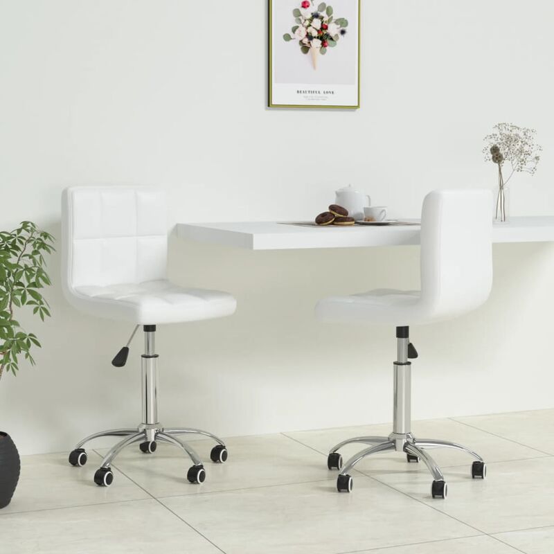 

Sillas de comedor giratorias 2 unidades cuero sintético blanco