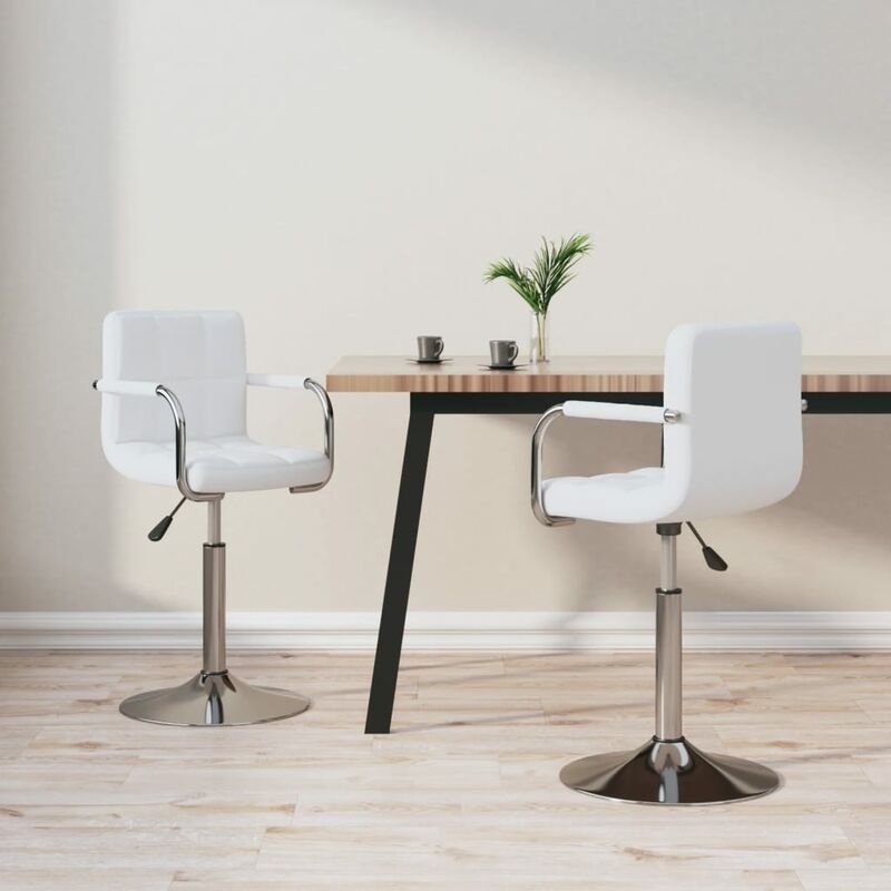 

Sillas de comedor giratorias 2 unidades cuero sintético blanco