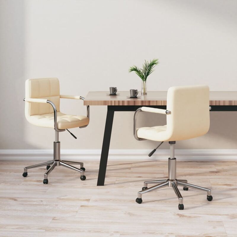

Sillas de comedor giratorias 2 unidades tela color crema