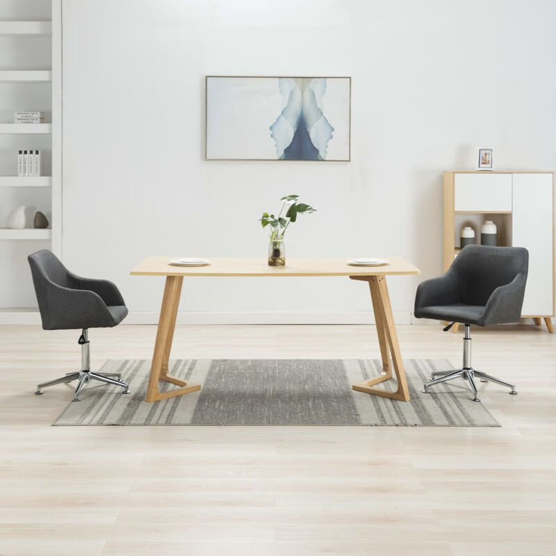

Sillas de comedor giratorias 2 unidades tela gris oscuro