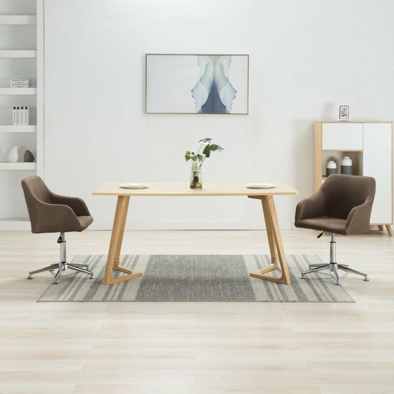 

Happyshopping - Sillas de comedor giratorias 2 unidades tela marron