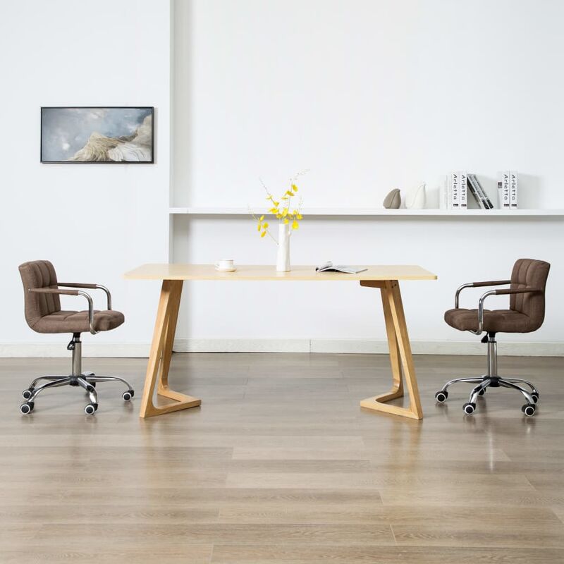 

Sillas de comedor giratorias 2 unidades tela marrón