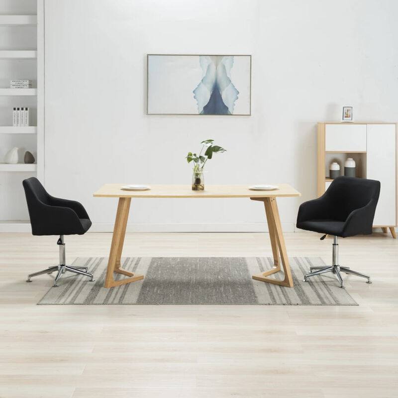 

Happyshopping - Sillas de comedor giratorias 2 unidades tela negro
