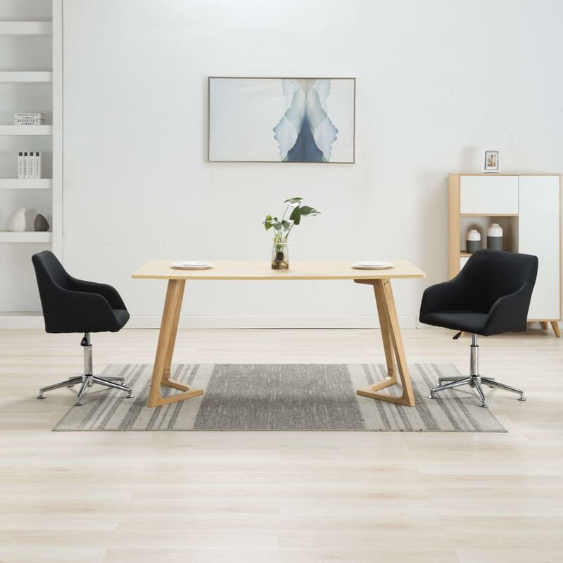 

Sillas de comedor giratorias 2 unidades tela negro