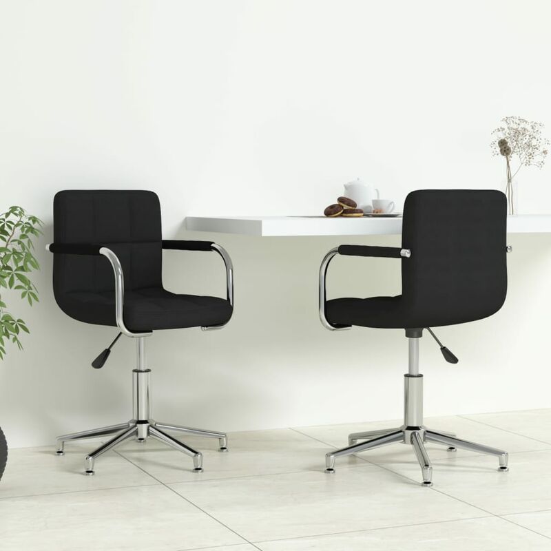 

Sillas de comedor giratorias 2 unidades tela negro