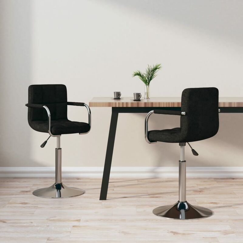 

Sillas de comedor giratorias 2 unidades tela negro