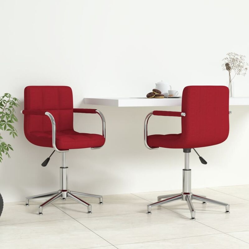 

Sillas de comedor giratorias 2 unidades tela rojo tinto