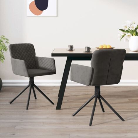 Sillas de comedor giratorias 2 unidades terciopelo gris oscuro vidaXL