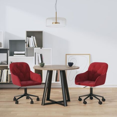 Sillas de comedor giratorias 2 unidades terciopelo rojo tinto vidaXL