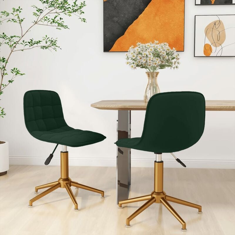 

Sillas de comedor giratorias 2 unidades terciopelo verde oscuro