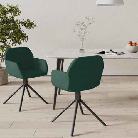 Sillas de comedor giratorias 2 unidades terciopelo verde oscuro
