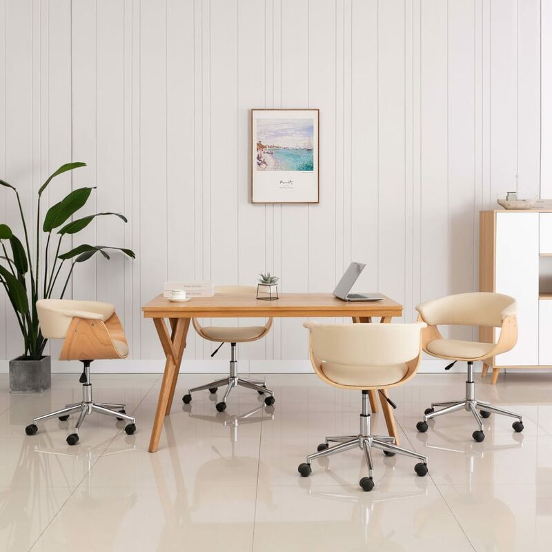 

Sillas de comedor giratorias 4 uds cuero sintético color crema